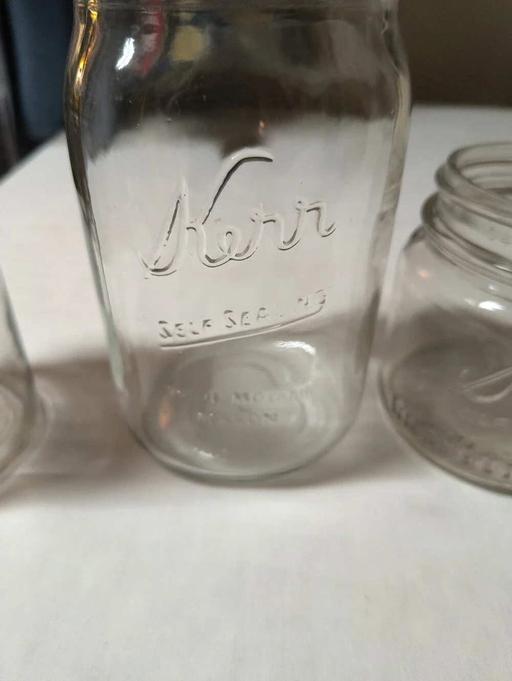 Vintage Mason Glass Storage Jars with Kerr Ball Heinz Jars Wide Mouth Jars
